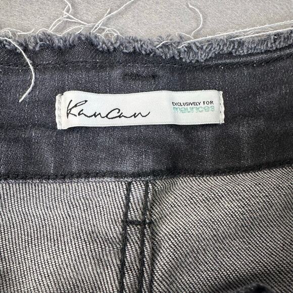 Kancan Shorts Black Women Plus Sz 18 Stonewashed Denim High Rise Raw Frayed Hem - Picture 3 of 7